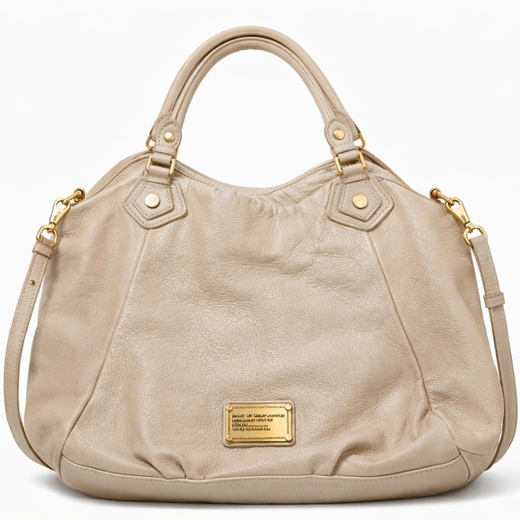 Marc By Marc Jacobs Handbags - ✨ Marc by Marc Jacobs Classic Q Workwear Leather Satchel Tote Bag Beige Cream
